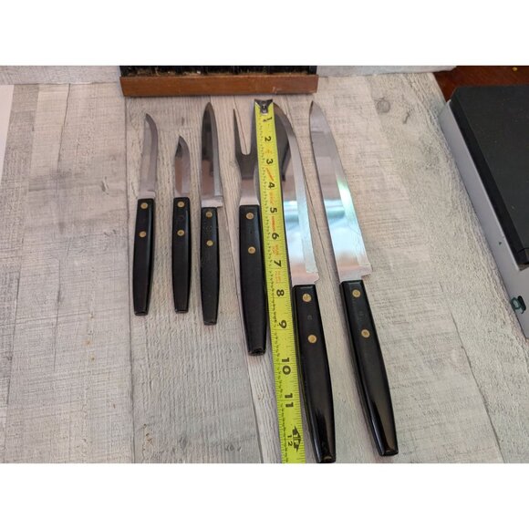 Town & Country By Washington Forge 6-Piece Knife Set Wood Handles & Block Stainl - Picture 8 of 11